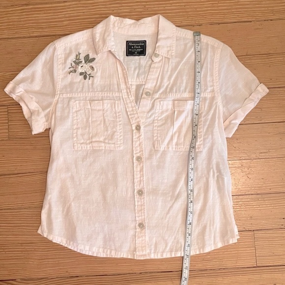 Abercrombie & Fitch light pink floral embroidered top Sz XS - Picture 3 of 9